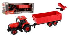 Traktor ZETOR /setrvačník/s valníkem/zvuk, světla/červený/36cm