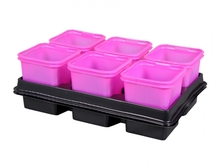 Květináč sadbový PINK 8x8x8cm, 2x6ks, podmiska růžový