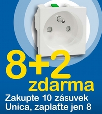 (AKCE 8+2) NU305918E Unica N Zásuvka 250V/16A 2P+E clonky bezšroubová Bílá