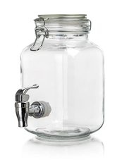 Láhev 2200ml skleněná s kohoutkem, víčko s pákovým uzávěrem