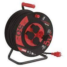 Venkovní prodlužovací kabel na bubnu 50 m / 4 zás. / černý / guma-neopren / 230V P084503