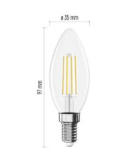 ZF3D03 LED žárovka Filament svíčka E14 1,8W (25W) 250lm neutrální bílá