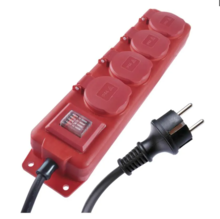 Prodlužovací kabel 3m 4 zásuvky s vypínačem černo-červený  guma-neopren P14131