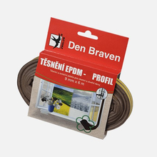 Profil těsnící - P hnědý z EPDM pryže 9 mm x 5,5 mm x 6 m Den Braven B45503