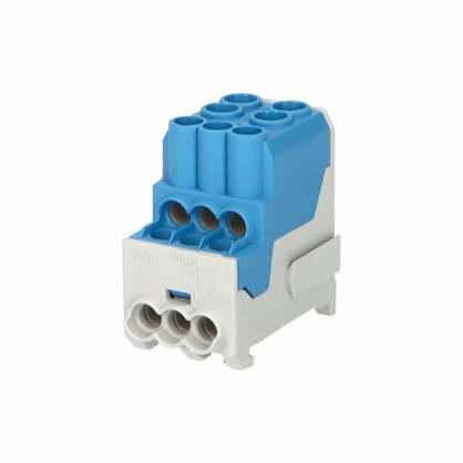 Blok pro rozdělení fází UVB 100 N, 1pól., 101A, AL/CU, 1000V, modrý, na DIN 1