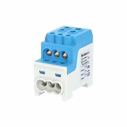 Blok pro rozdělení fází UVB 200 N, 1pól., 200A, AL/CU, 1000V, modrý, na DIN 1