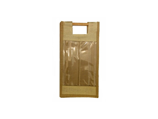 Taška juta na láhev s průhledem 40x20x13cm 1