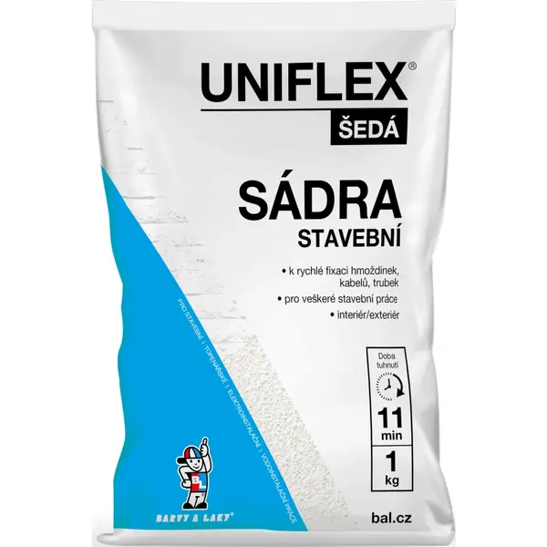 Sádra šedá stavební 1kg UNIFLEX 1