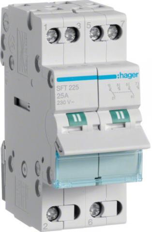Hager SFT225 Skupinový přepínač (I-0-II) 2P, 25 - výstupní kontakt horem 1