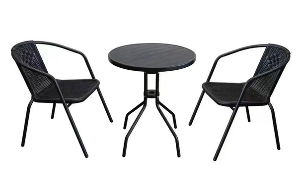 Set zahradní ratan PH/kov stůl + 2 židle ČERNÁ 1