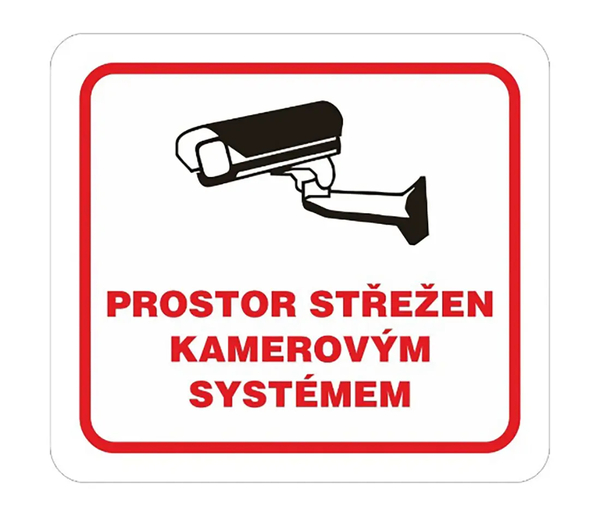 Tabulka PROSTOR STŘEŽEN KAMEROVÝM SYSTÉMEM 100x90 samolepící 1