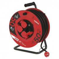 Venkovní prodlužovací kabel na bubnu 50 m / 4 zásuvky / černý / guma / 230 V / 1,5 P084501 2