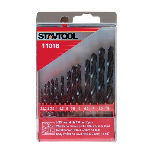 Sada vrtáků do kovu černé 2-8mm HSS-R 13 dílů PVC obal Sada vrtáků do kovu černé 2-8mm HSS-R 13 dílů PVC obal 1