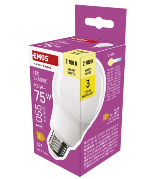 ZQ5E51 LED žárovka Classic A60 E27 9,5W (75W) 1055lm teplá bílá 1