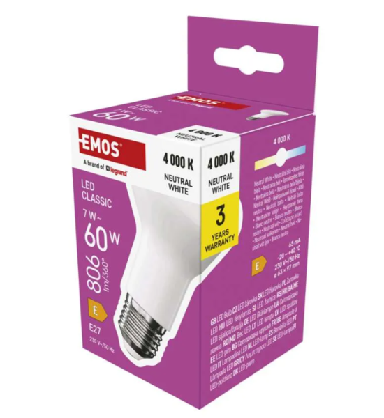 LED žárovka Classic R63 / E27 / 7 W (60 W) / 806 lm / neutrální bílá ZQ7E43 1