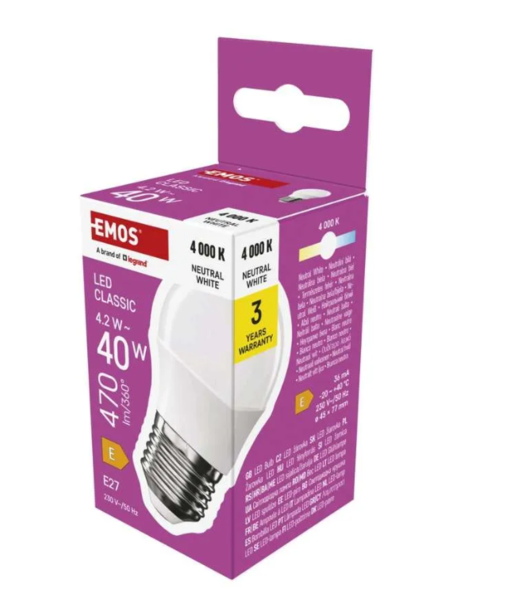 LED žárovka Classic Mini Globe / E27 / 4,2 W (40 W) / 470 lm / neutrální bílá ZQ6E23 1