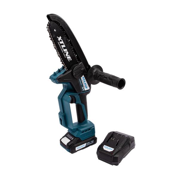 Pila řetězová mini AKU bezuhlík. 18V+baterie 2.0Ah+nabíječka 2.4A, XTLine XT102972-1B2 1
