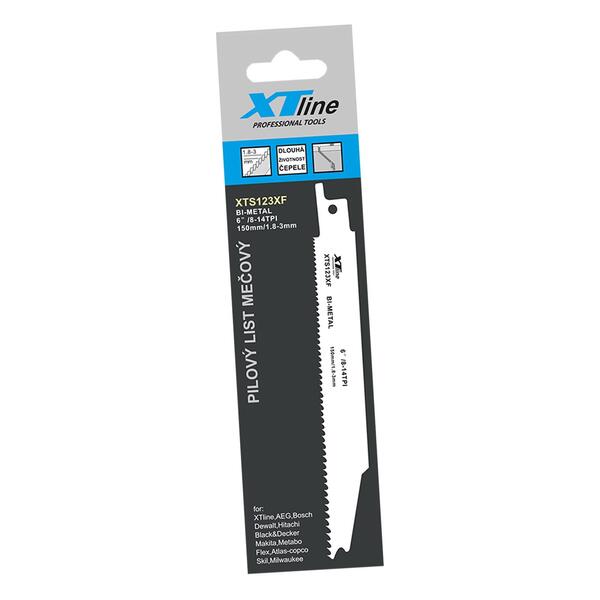 Plátky pilové mečové Bimetal 152x19x0,9mm, 8-14Tpi /1bal/5ks XTLINE XTS123XF Plátky pilové mečové Bimetal 152x19x0,9mm, 8-14Tpi /1bal/5ks XTLINE XTS123XF 1
