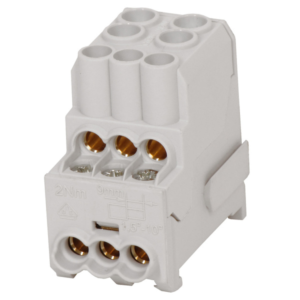 Blok pro rozdělení fází UVB 100 L, 1pól., 101A, 1000V, šedý, na DIN 1