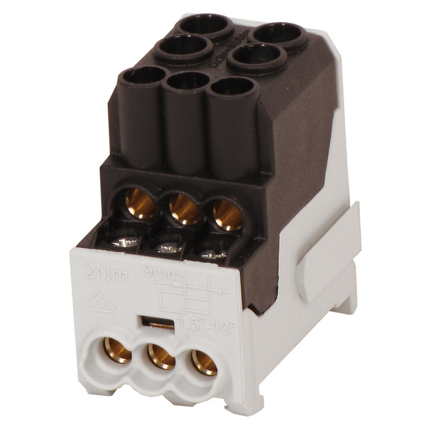 Blok pro rozdělení fází UVB 100 L S, 1pól., 101A, 1000V, černý, na DIN 1003201 1