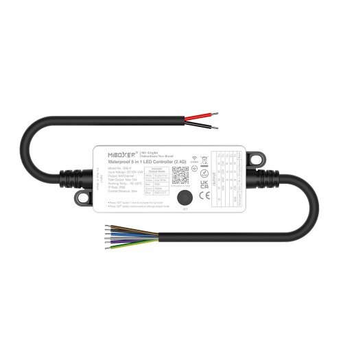 Voděodolný IP66  SR5-P příjimač pro všechny typy LED pásků 5v1 2.4GHz RF 12-24V DC 6A 1