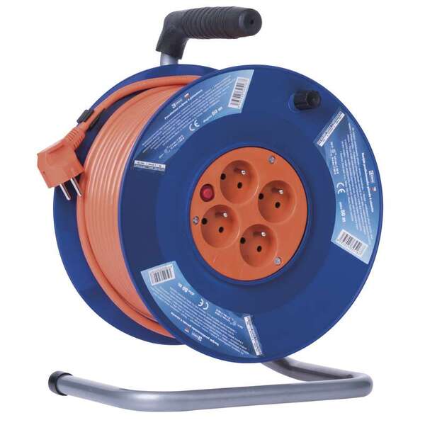 Prodlužovací kabel na bubnu 50 m / 4 zásuvky / červený / PVC / 230 V / 1,5 mm2 P19450 1